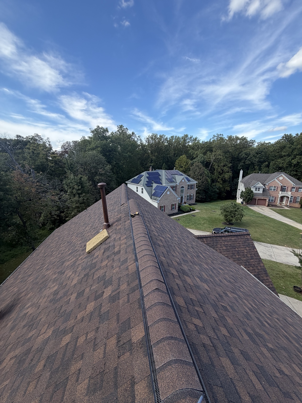 Completed roof ridge and shingles